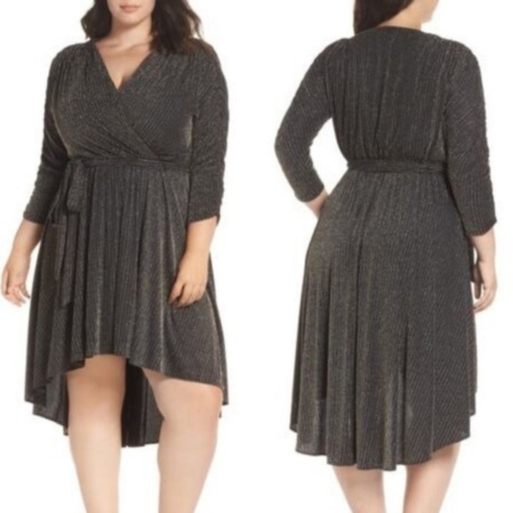 Chelsea28 Metallic Wrap Dress Plus Size 20W NWT